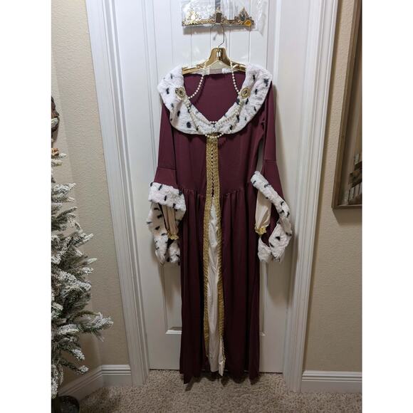 NEW! Royal Storybook Queen Medieval Sz XL Halloween Costume Christmas Mrs Claus - Picture 2 of 15